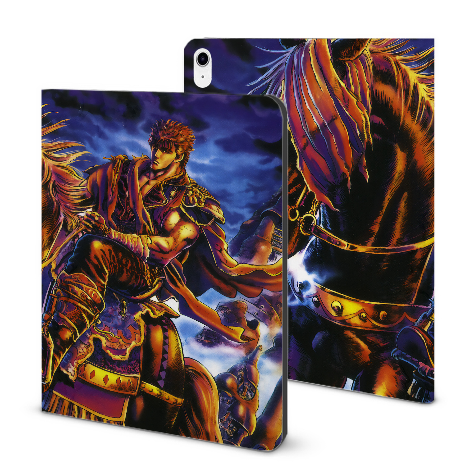 （画像用） 北斗の拳 Fist of the North Star IPad ケース ブック型 PUレザー TPU 耐衝撃 軽量 薄型 ペン収納なし 全面保護 IPad 各モデル対応